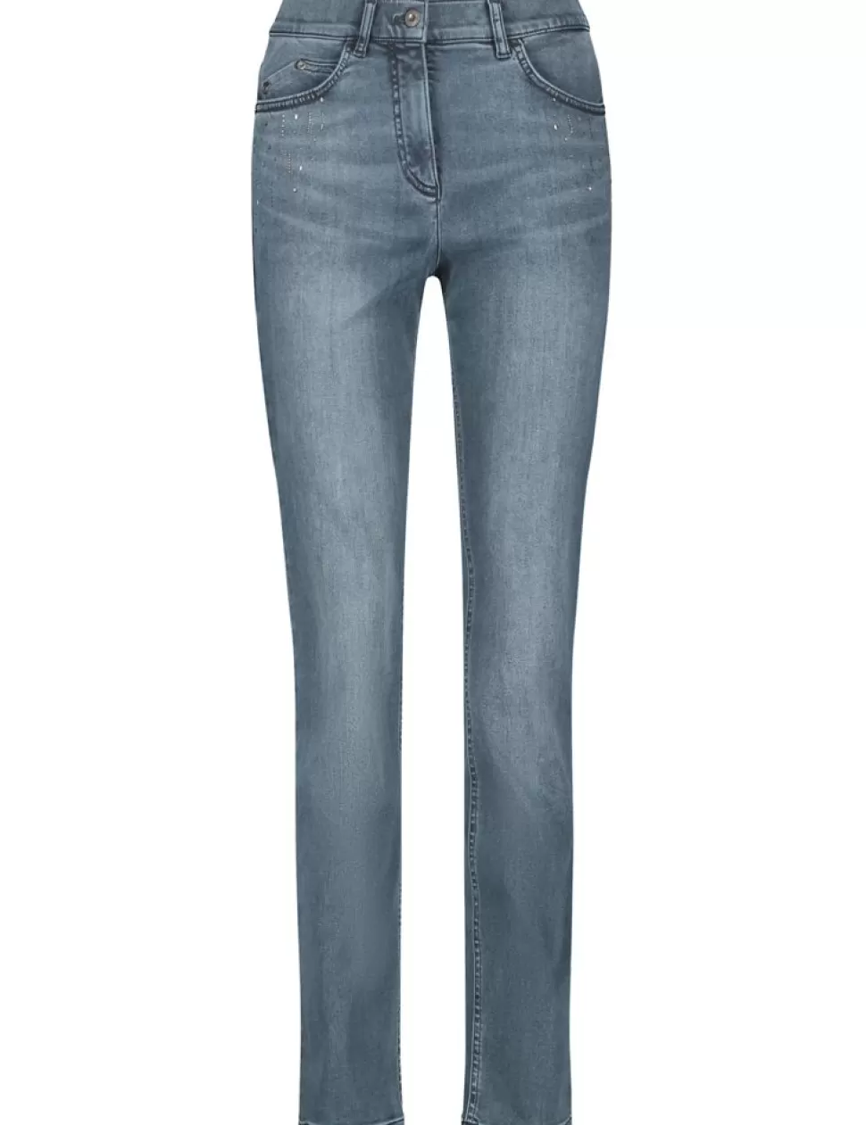 Jeans>GERRY WEBER Best4Me Slim Fit Denim Sateen Met Sierlijke Steentjes