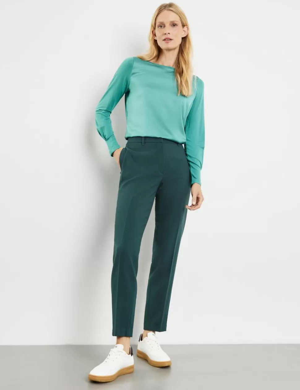 Elegante Broeken>GERRY WEBER Bi-Elastische Broek Citystyle Met Persplooien