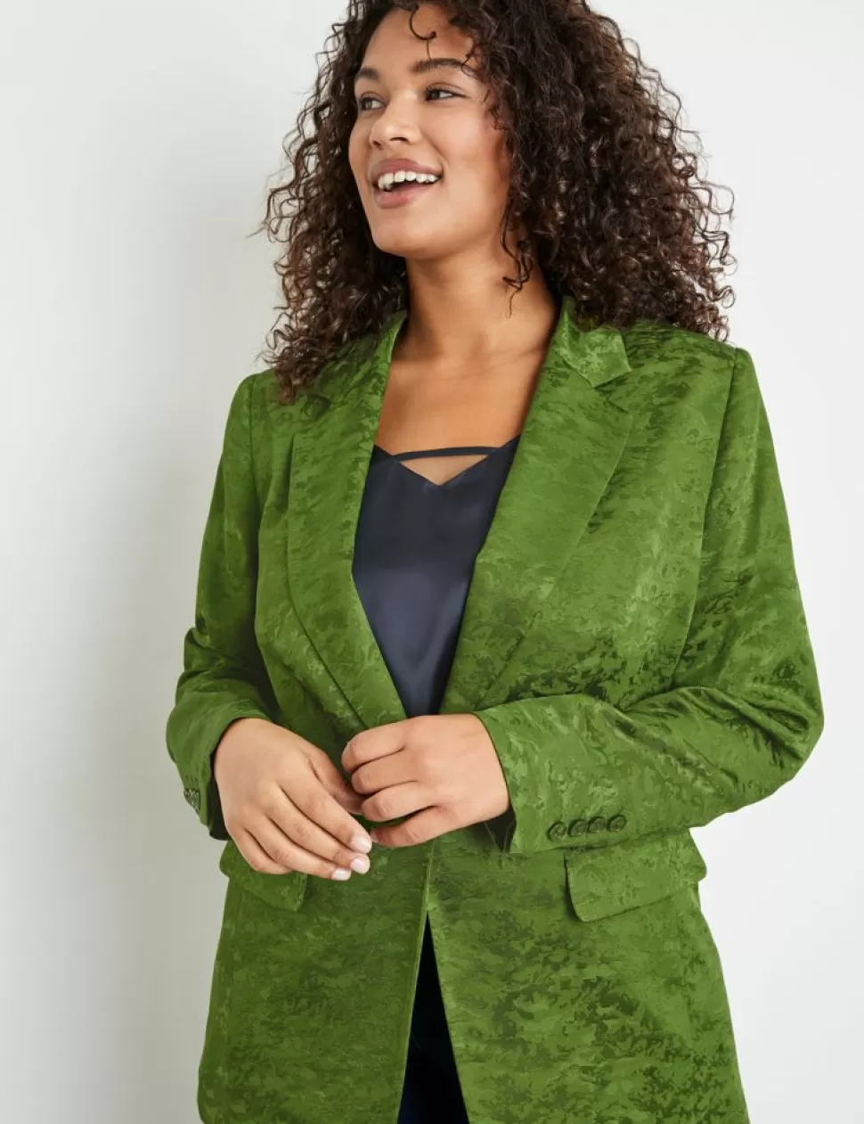 Elegante Blazers>SAMOON Blazer Van Glanzende Jacquardstof