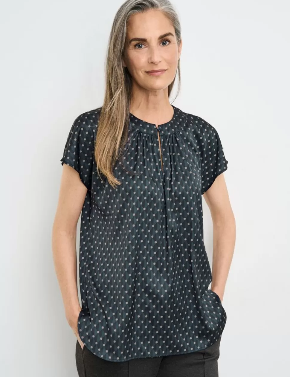 Feestelijke Blouses>GERRY WEBER Blouse Met Korte Mouwen