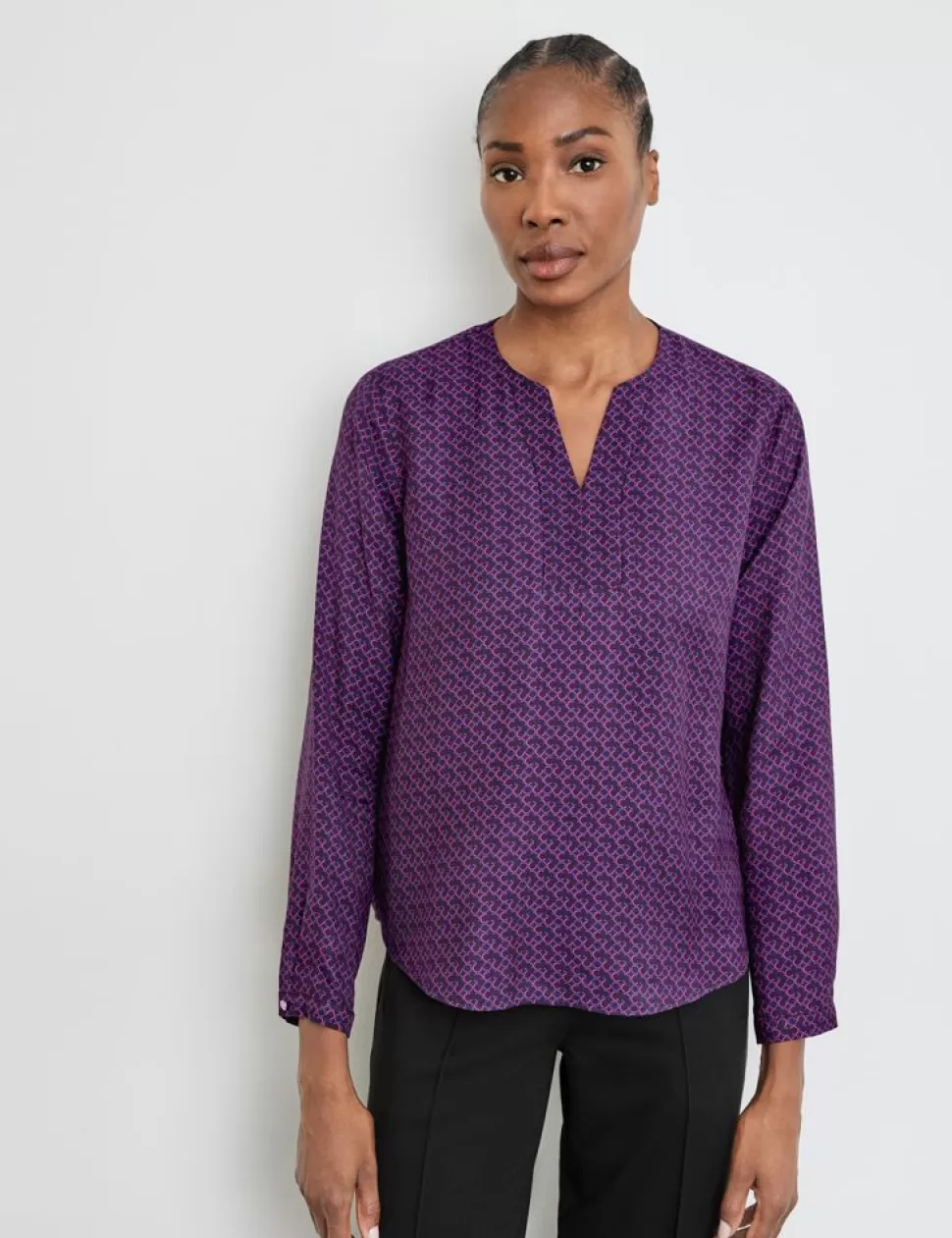 Shirts>GERRY WEBER Blouse Van Satijn Met Tuniekhals