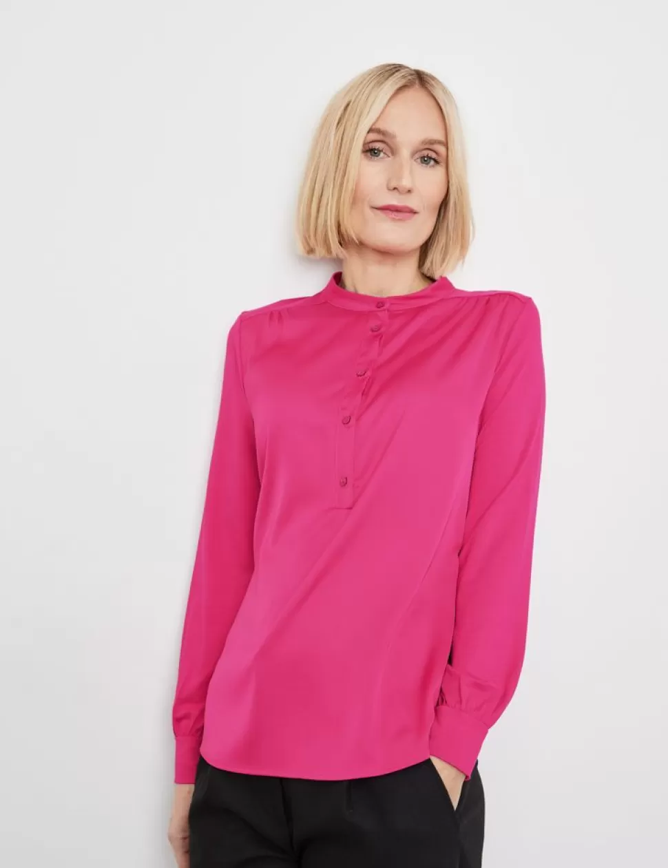 Shirts>GERRY WEBER Blouseshirt Met Knoopsluiting En Opstaande Kraag