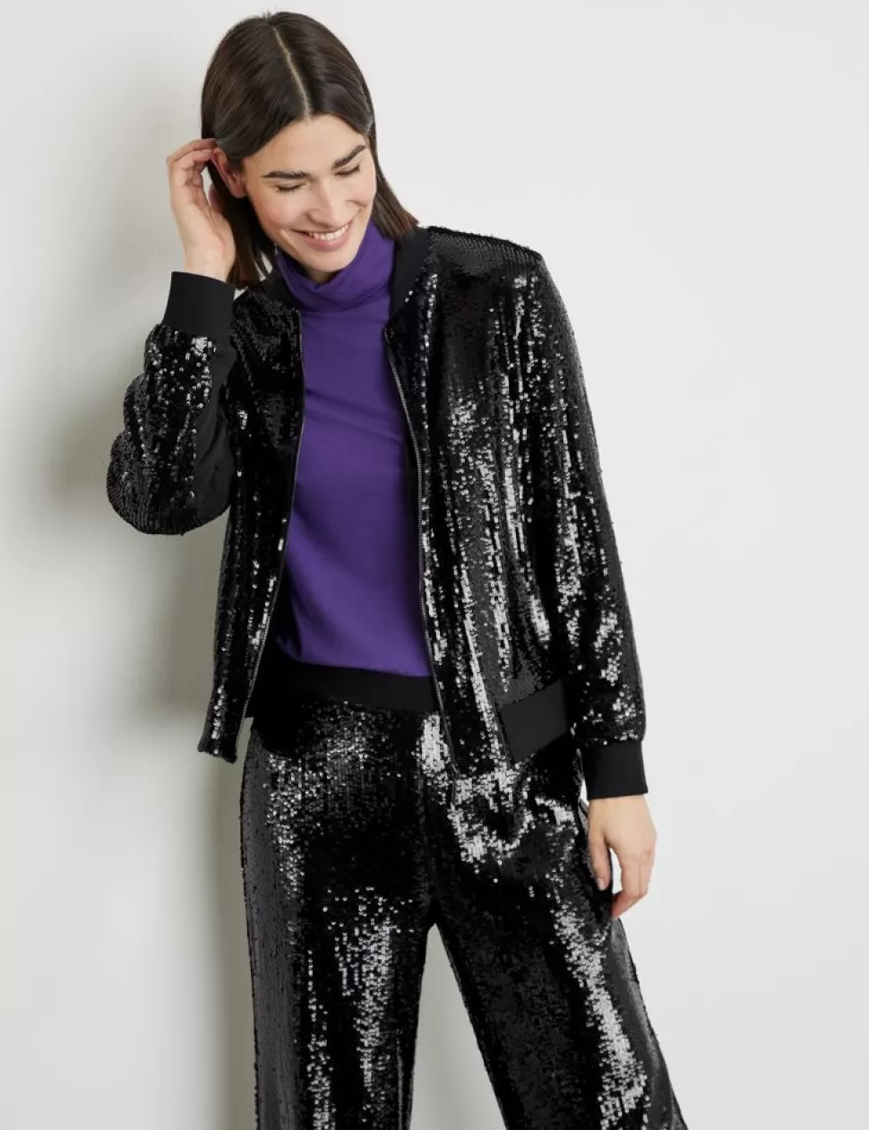 Elegante Blazers>GERRY WEBER Elegant Bomberjack Met Pailletjes