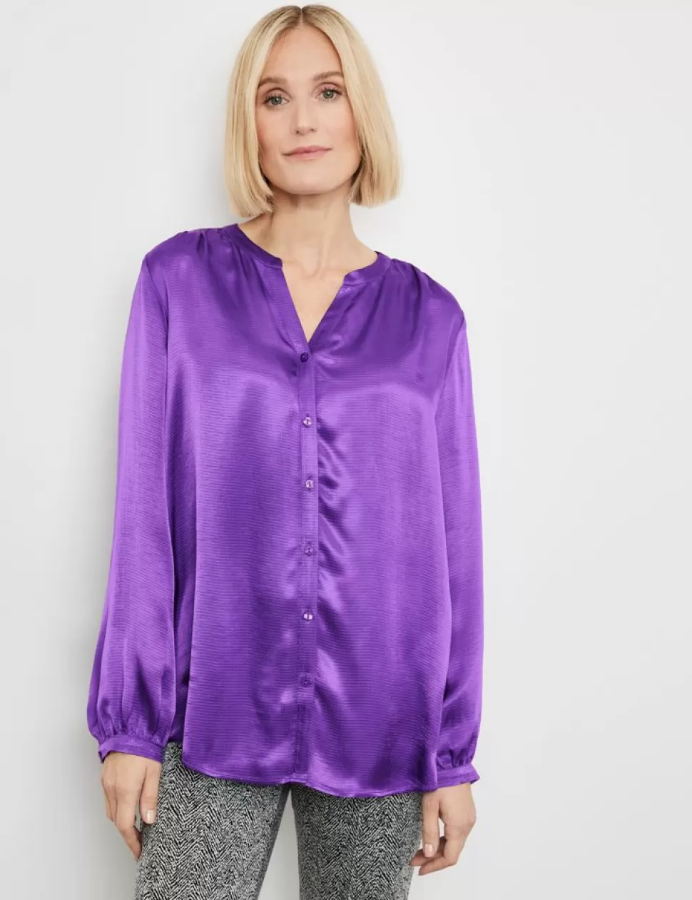 Feestelijke Blouses>GERRY WEBER Gesatineerde Blouse Met Afgeronde Zoom