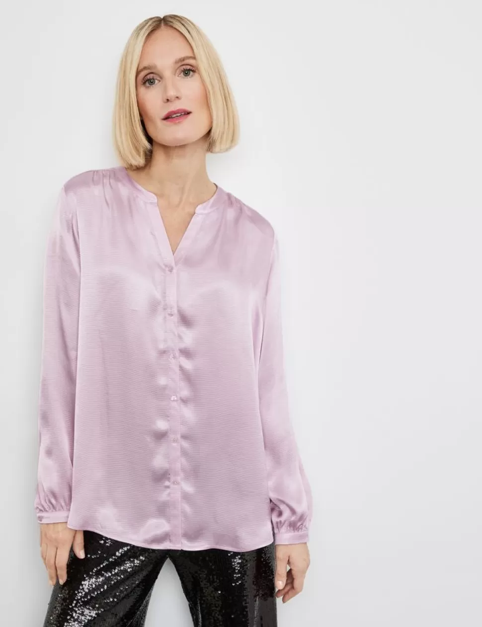 Feestelijke Blouses>GERRY WEBER Gesatineerde Blouse Met Afgeronde Zoom