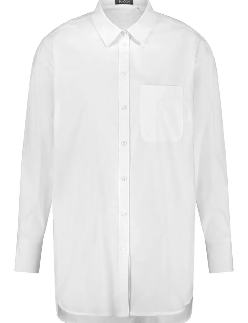 Feestelijke Blouses>SAMOON Klassieke Lange Blouse Organic Cotton