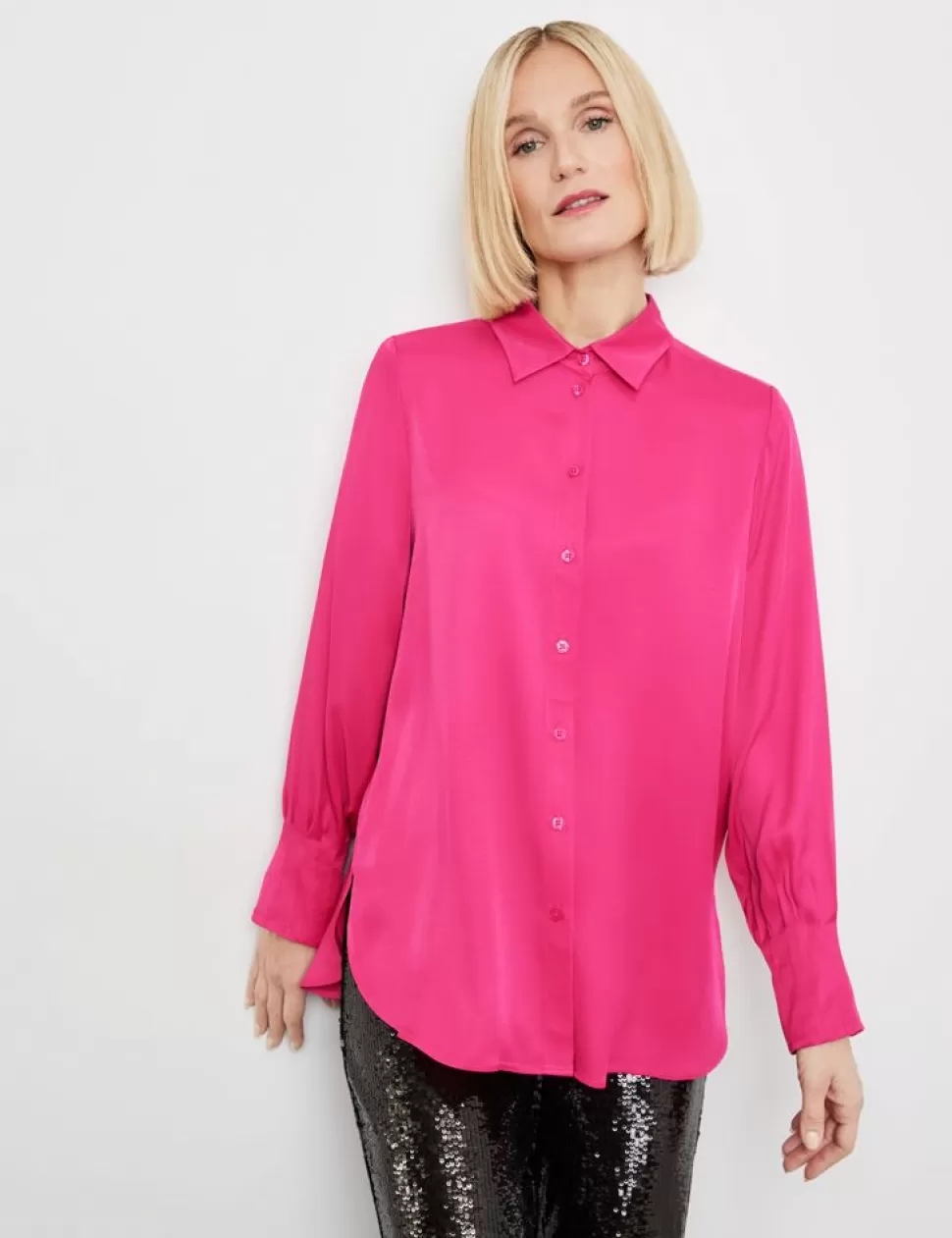 Feestelijke Blouses>GERRY WEBER Minimalistische Blouse Met Zijsplitten En Gedrapeerde Manchetten