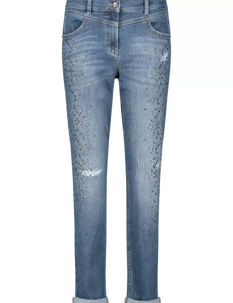 Jeans>GERRY WEBER Relaxed Fit Jeans Met Sierlijke Steentjes