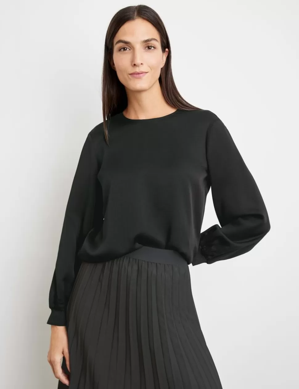 Feestelijke Blouses>GERRY WEBER Soepele Blouse Met Glanzende Mouwboorden